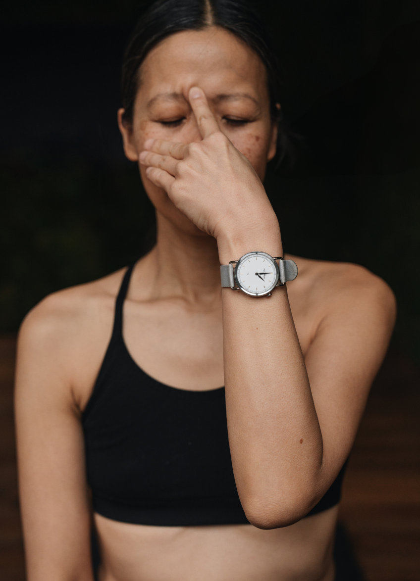 Woman practicing mindfullness technique